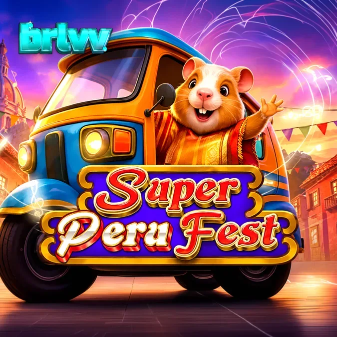 Cenário vibrante e festivo do slot Super Peru Fest com elementos culturais peruanos.