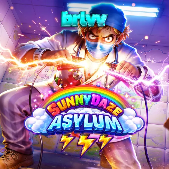 Interface visualmente vibrante e caótica do slot Sunnydaze Asylum